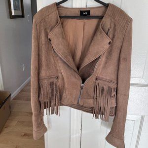 Fate Motorcycle Fringe Jacket- Faux Suade
